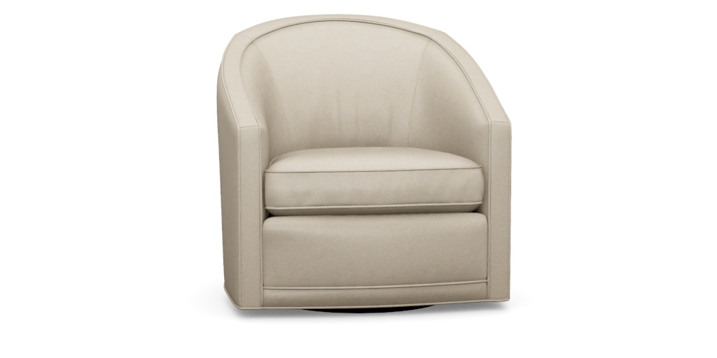 Baylee Leather-Upholstered Barrel-Back Swivel Chair Ethan Allen