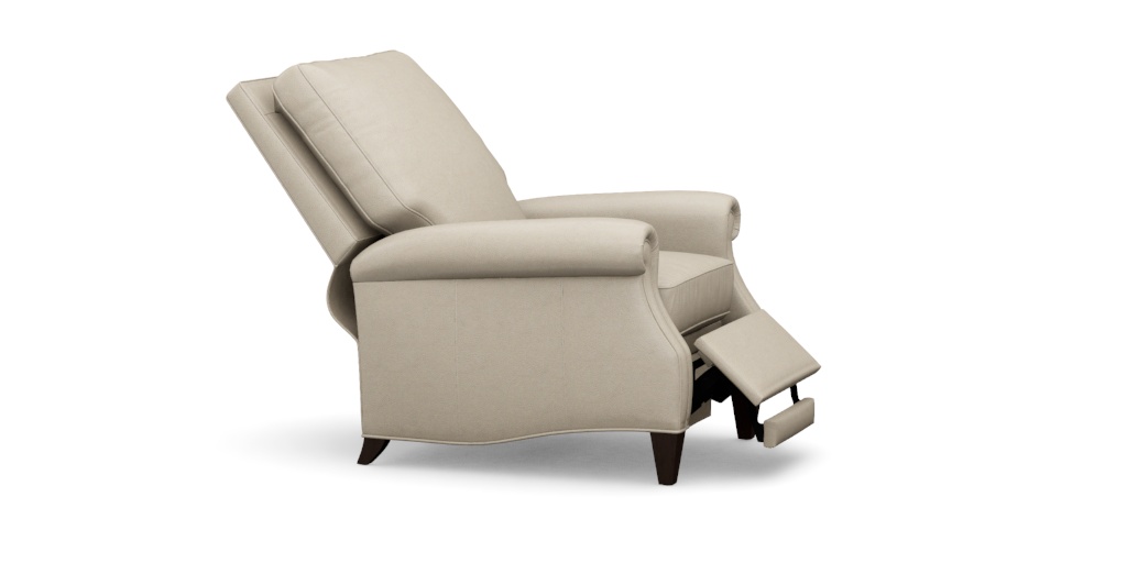 Colburn Leather Recliner: Roll Arms, High Back | Ethan Allen