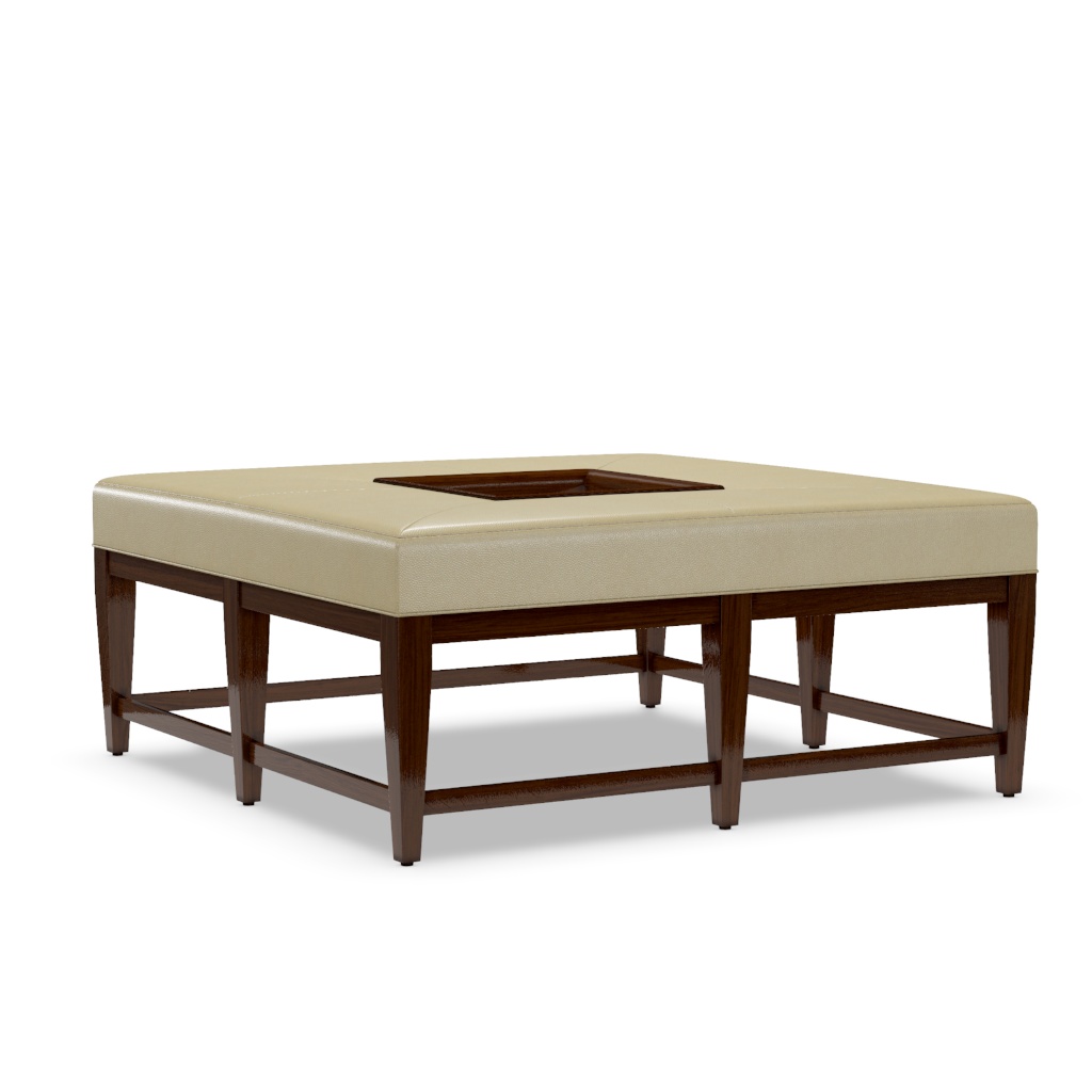Carillon Leather Cocktail Ottoman – View at 0°