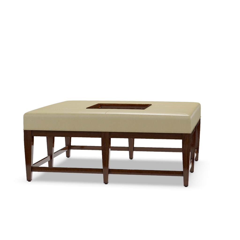 Carillon Leather Cocktail Ottoman – View at 40°