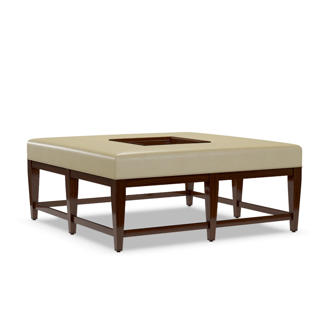 Carillon Leather Cocktail Ottoman – View at 90°