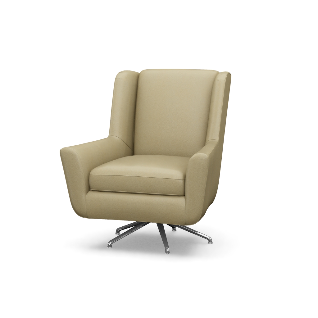 Chastain Leather Swivel Chair – View at 50°