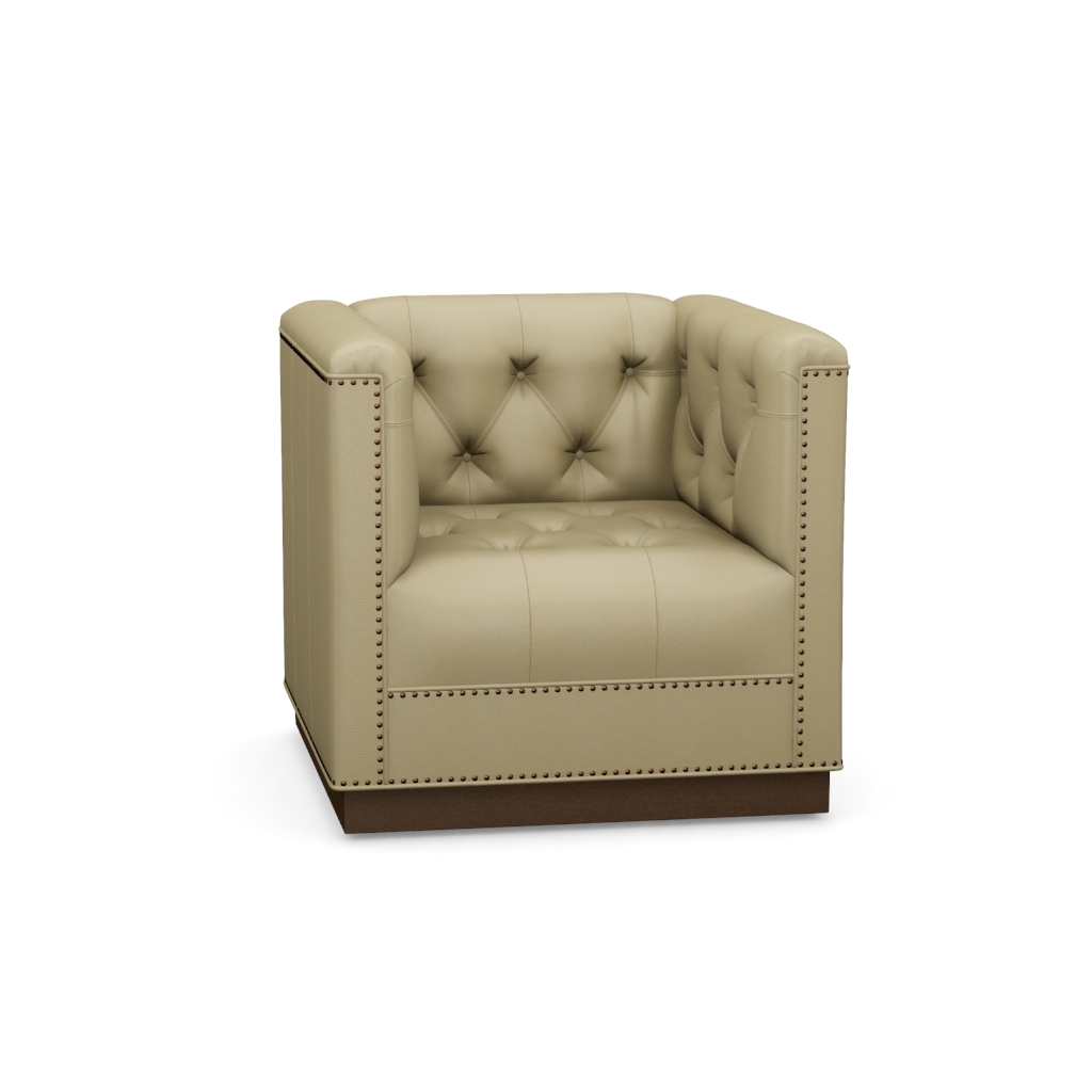 Fremont Leather Swivel Chair – View at 20°
