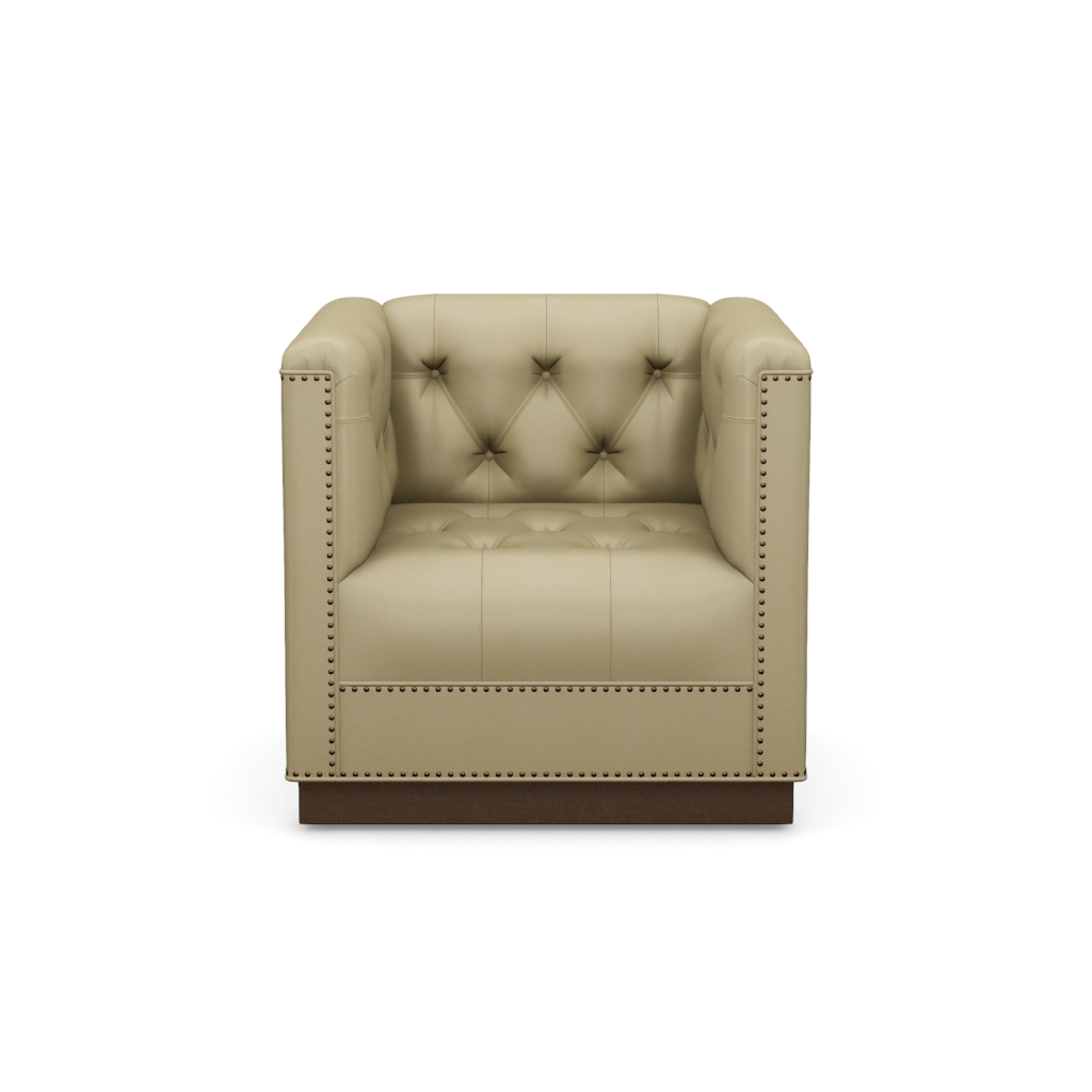 Fremont Leather Swivel Chair – View at 30°