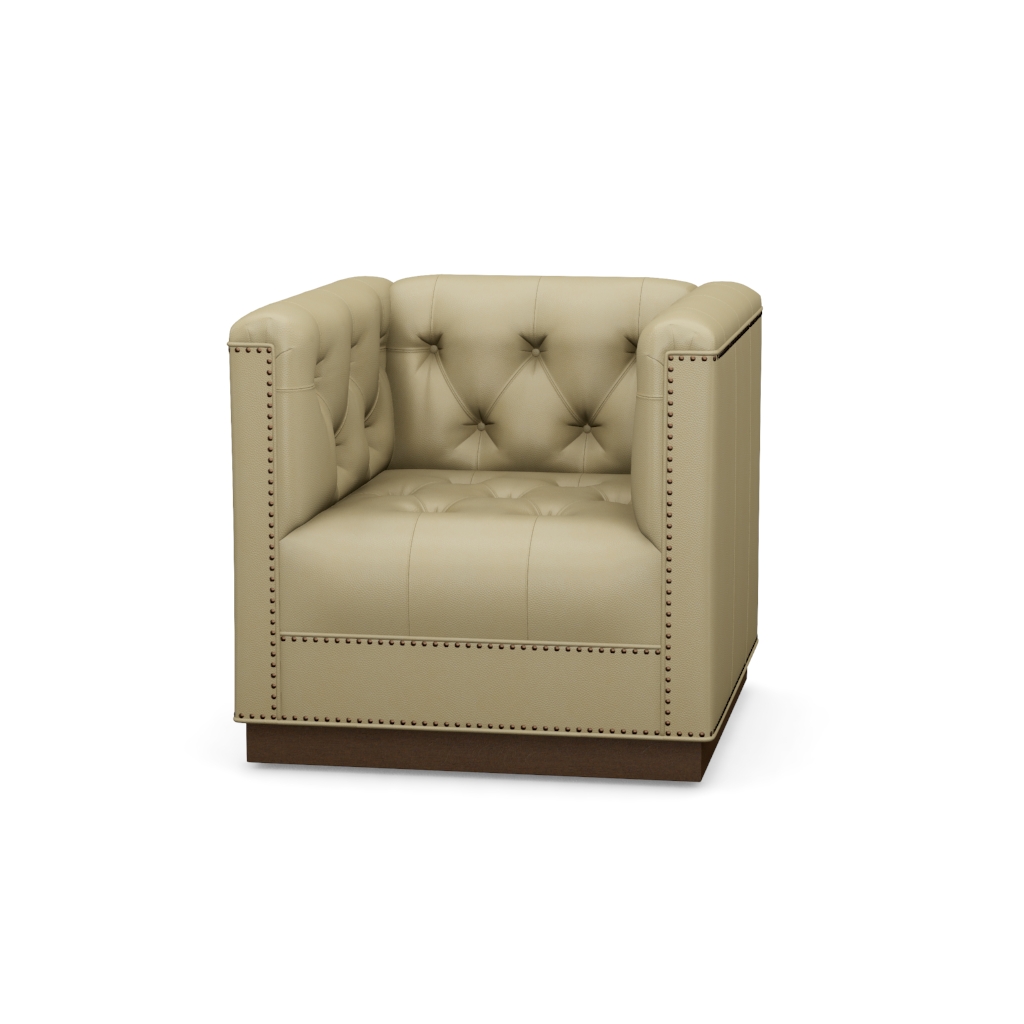 Fremont Leather Swivel Chair – View at 40°