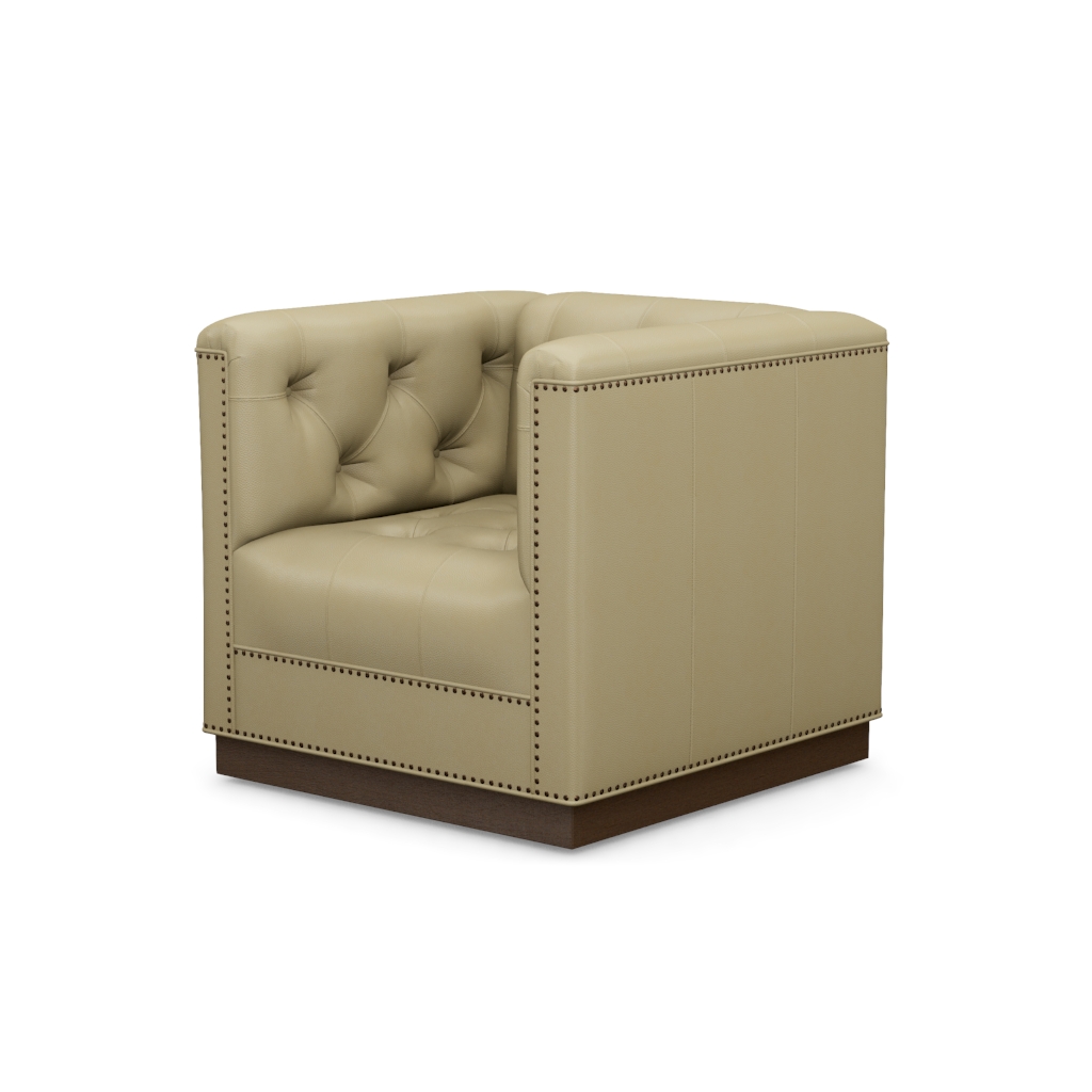 Fremont Leather Swivel Chair – View at 70°