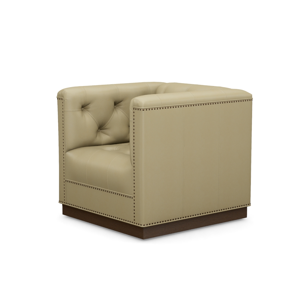 Fremont Leather Swivel Chair – View at 80°
