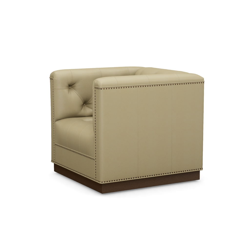 Fremont Leather Swivel Chair – View at 90°