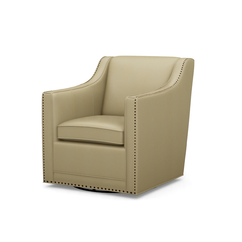 Barrier Leather Swivel Chair – View at 60°