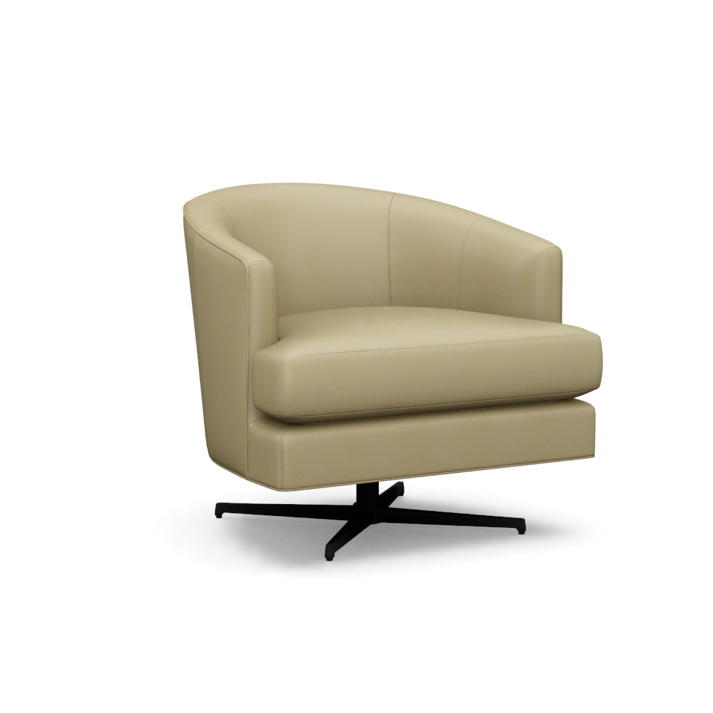 Graves Leather Swivel Chair (Charcoal) – View at 0°