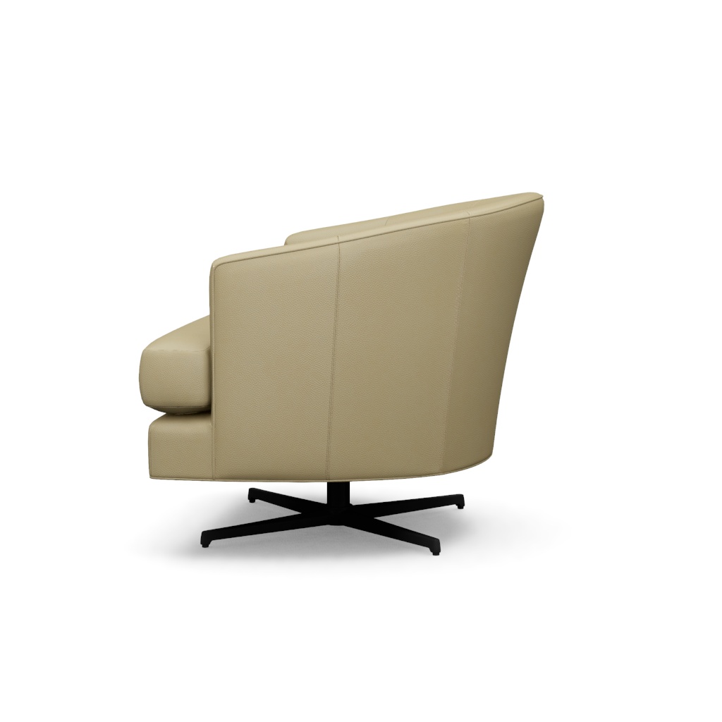 Graves Leather Swivel Chair (Charcoal) – View at 130°