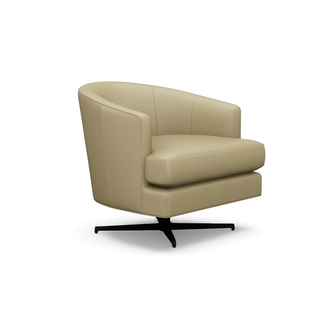 Graves Leather Swivel Chair (Charcoal) – View at 340°