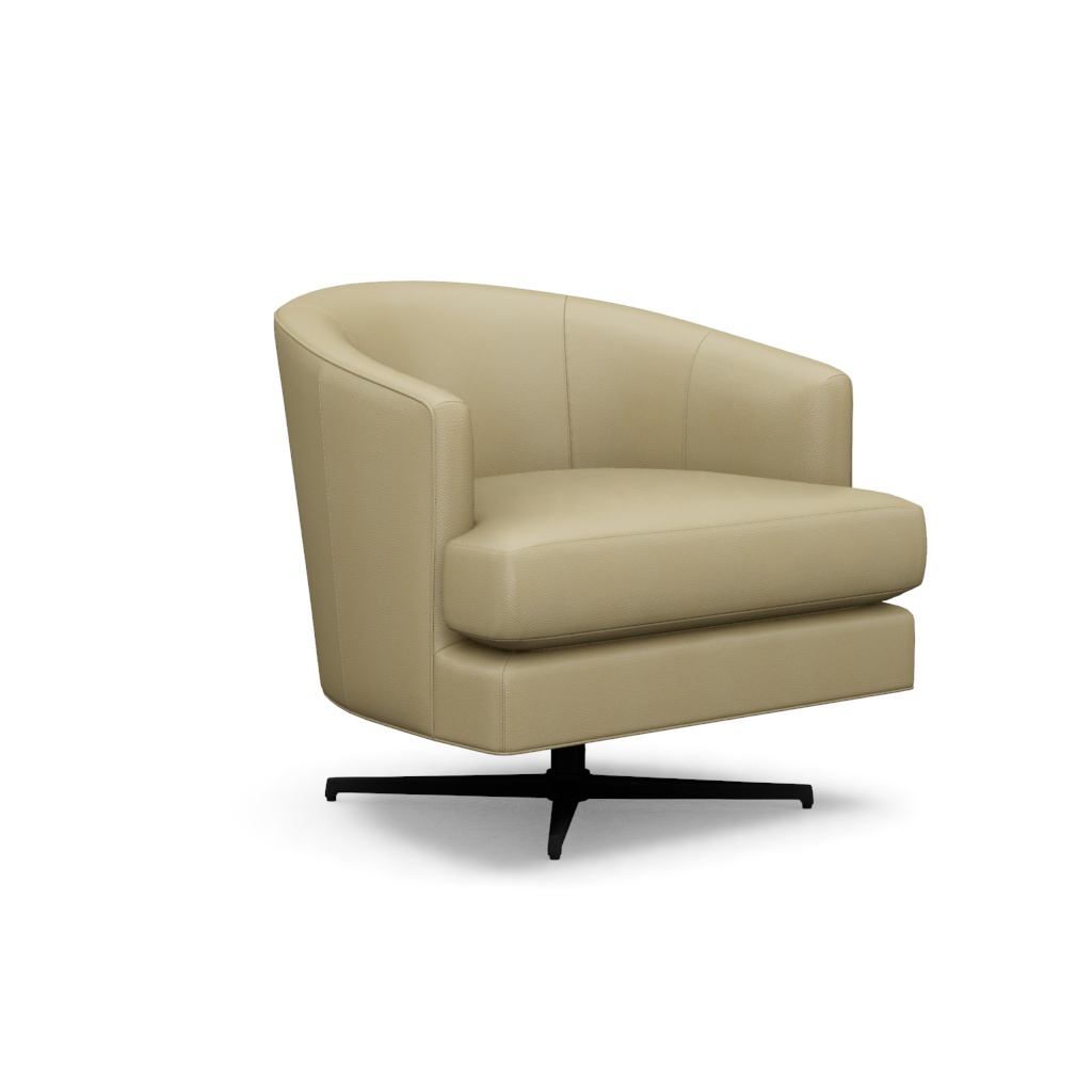 Graves Leather Swivel Chair (Charcoal) – View at 350°
