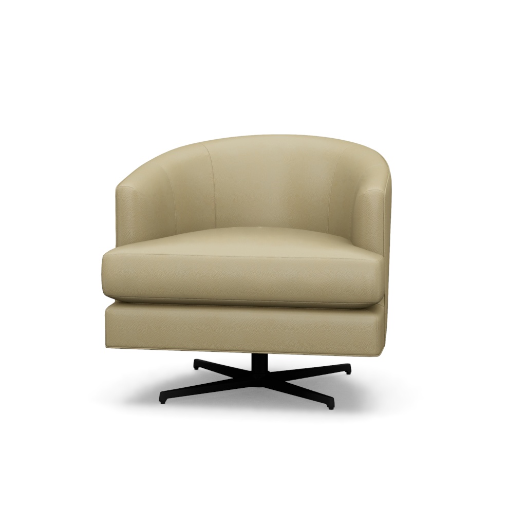Graves Leather Swivel Chair (Charcoal) – View at 40°