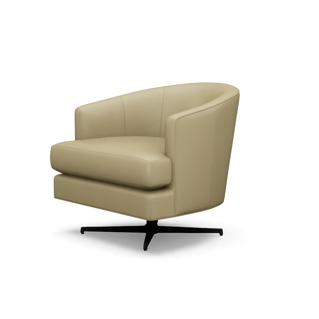 Graves Leather Swivel Chair (Charcoal) – View at 80°