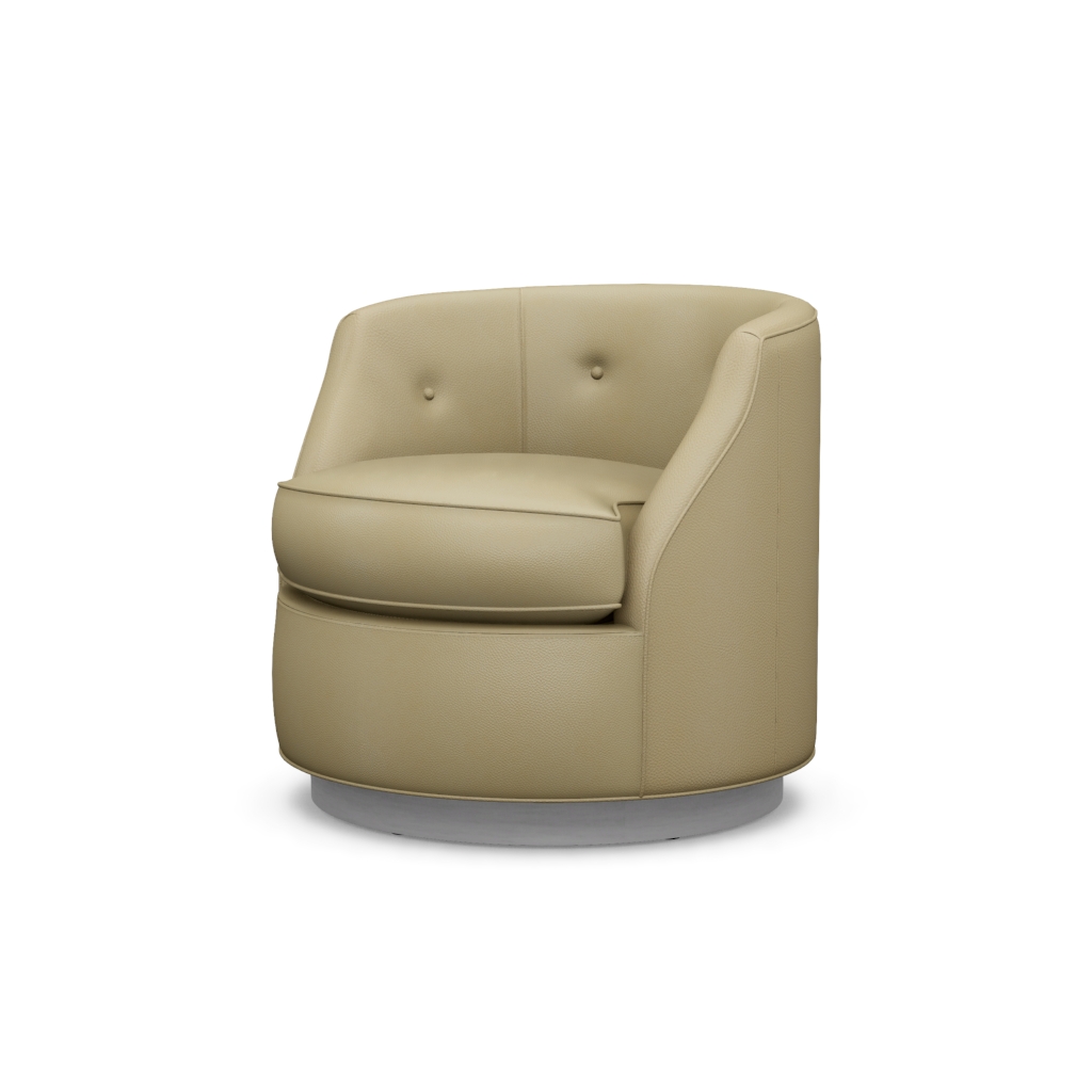 Piper Leather Swivel Chair – View at 70°