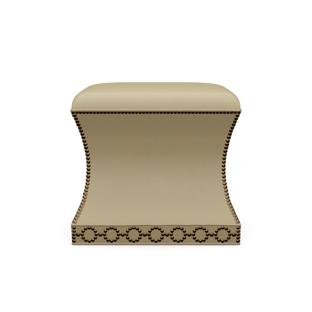 Merino Leather Ottoman – View at 30°