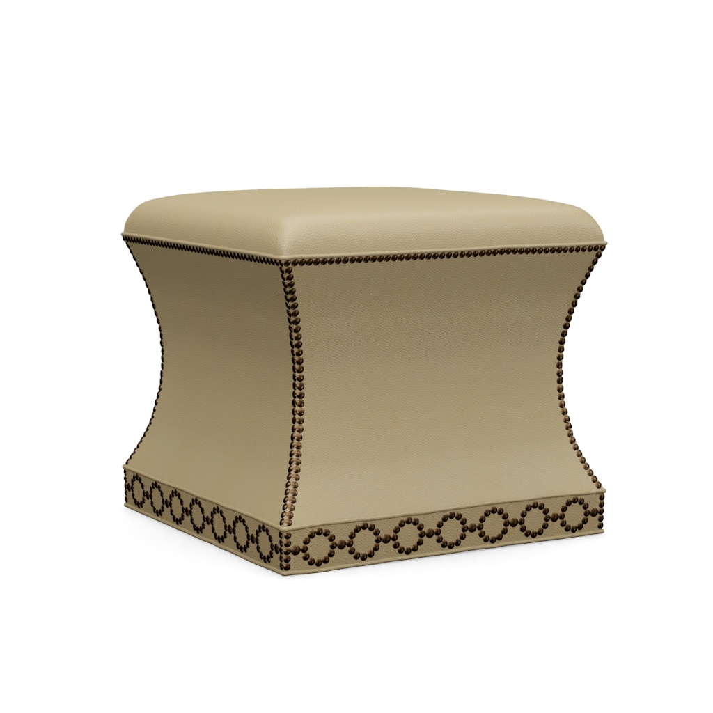 Merino Leather Ottoman – View at 90°