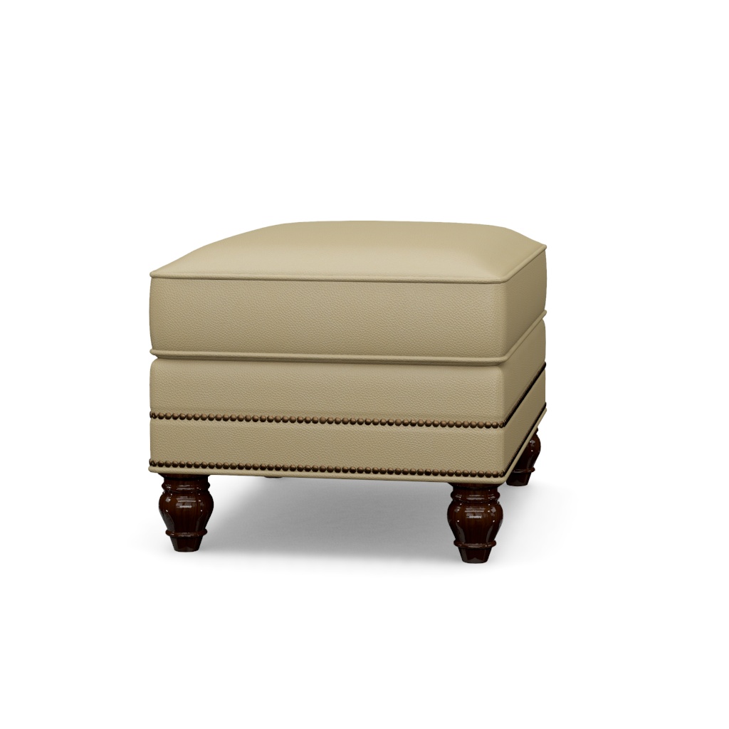 Shoal Creek Leather Ottoman – View at 130°