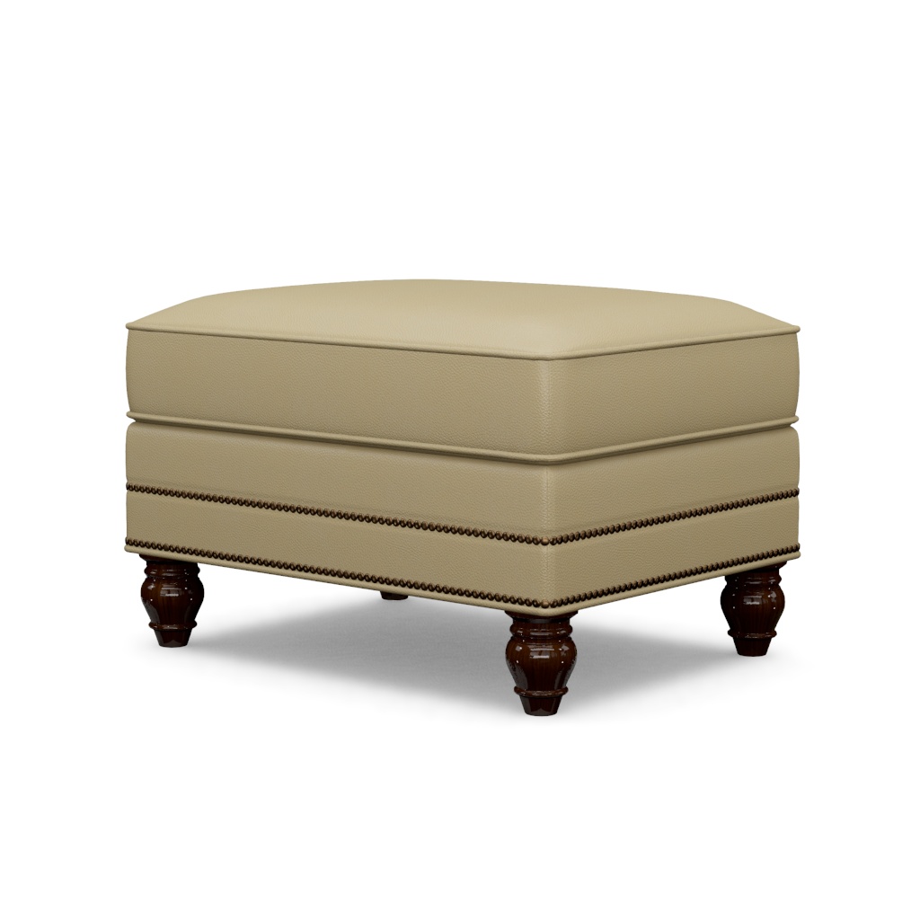 Shoal Creek Leather Ottoman – View at 250°