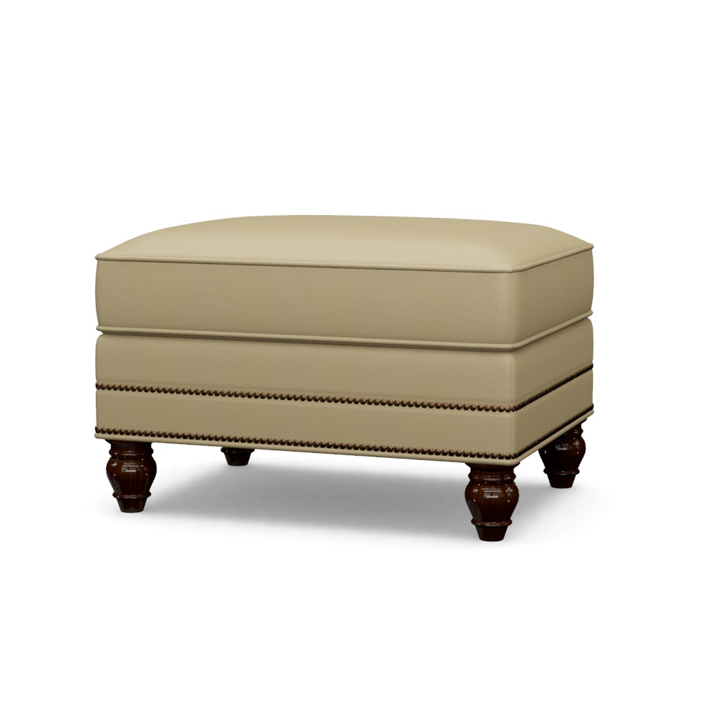 Shoal Creek Leather Ottoman – View at 50°