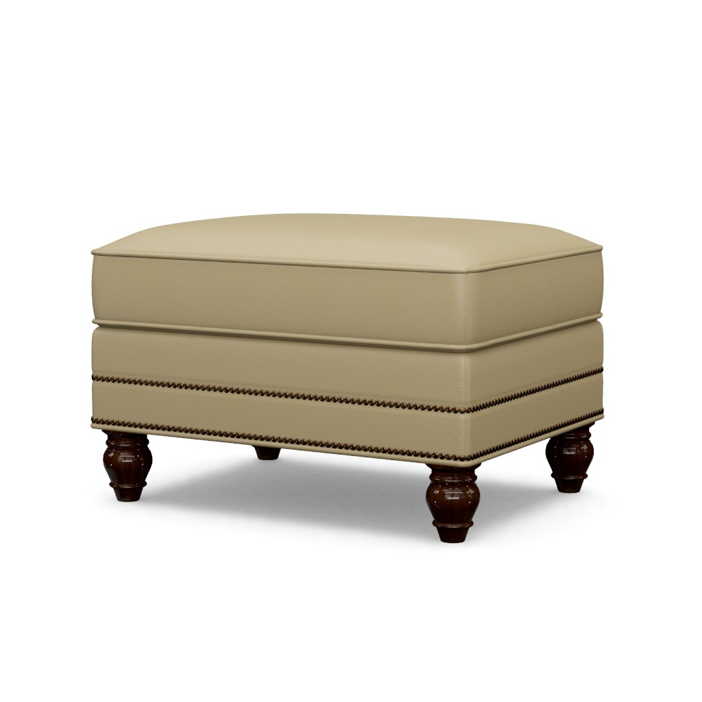 Shoal Creek Leather Ottoman – View at 60°