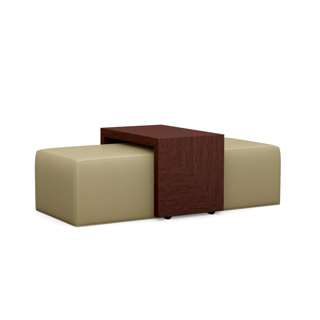 Broadway Leather Cocktail Ottoman w/Slide – View at 180°