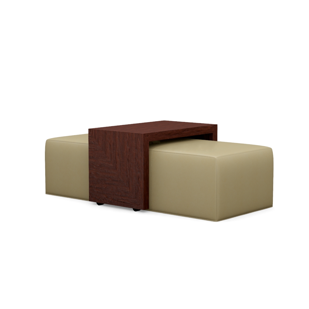 Broadway Leather Cocktail Ottoman w/Slide – View at 250°