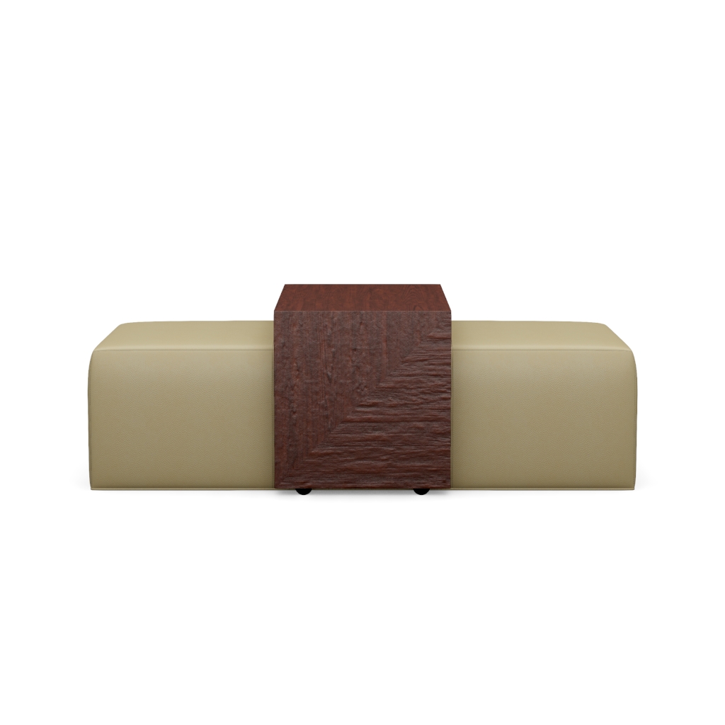 Broadway Leather Cocktail Ottoman w/Slide – View at 30°