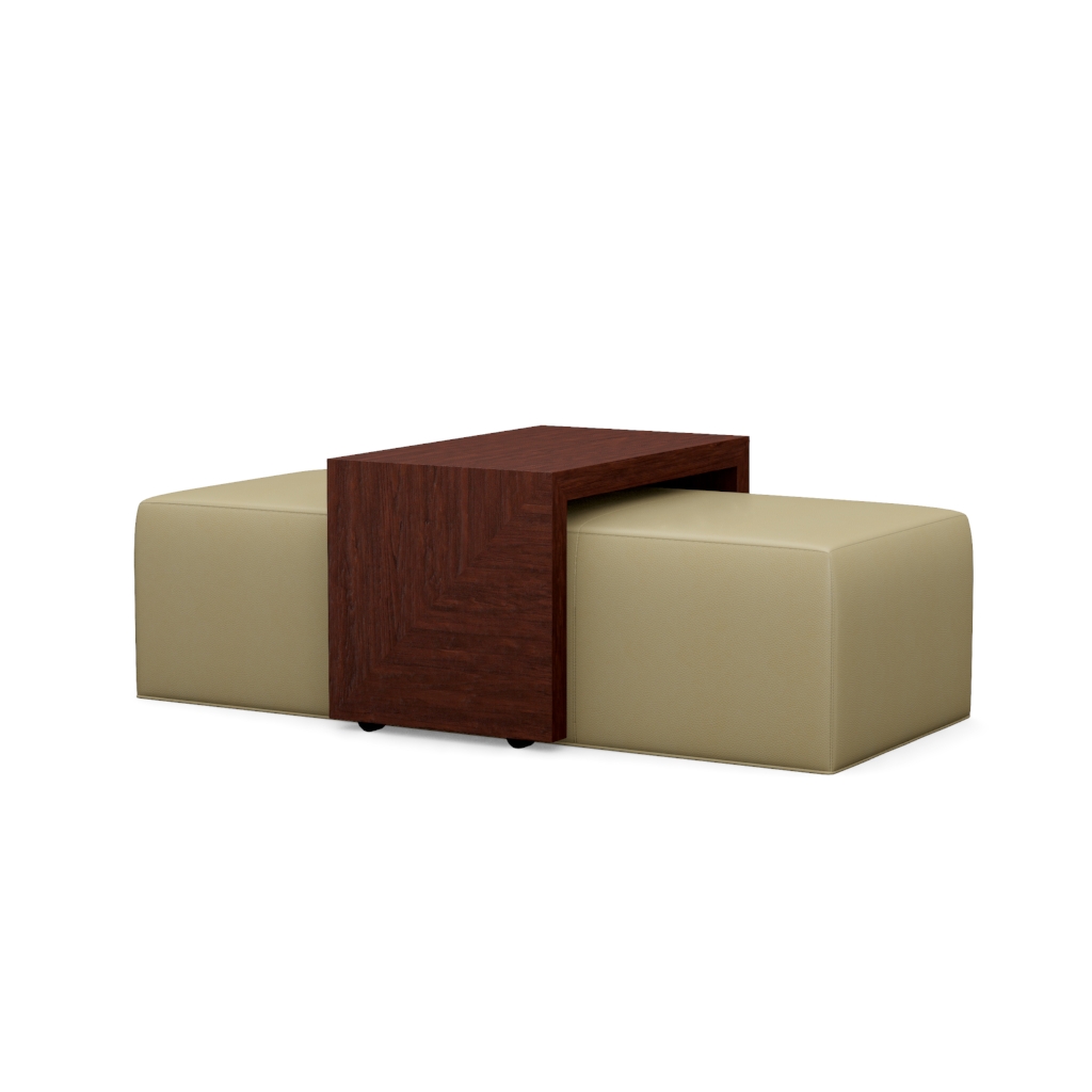 Broadway Leather Cocktail Ottoman w/Slide – View at 60°