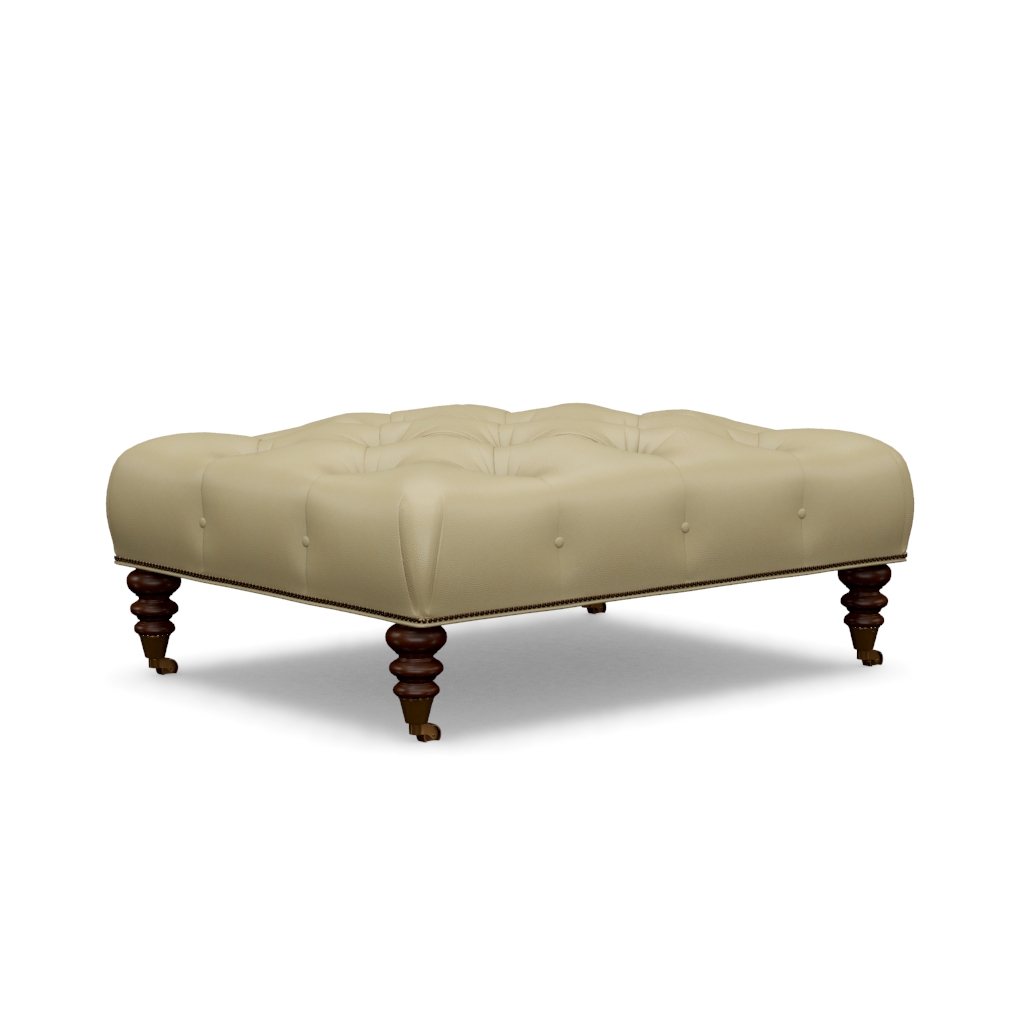 Victoria Leather Cocktail Ottoman – View at 170°