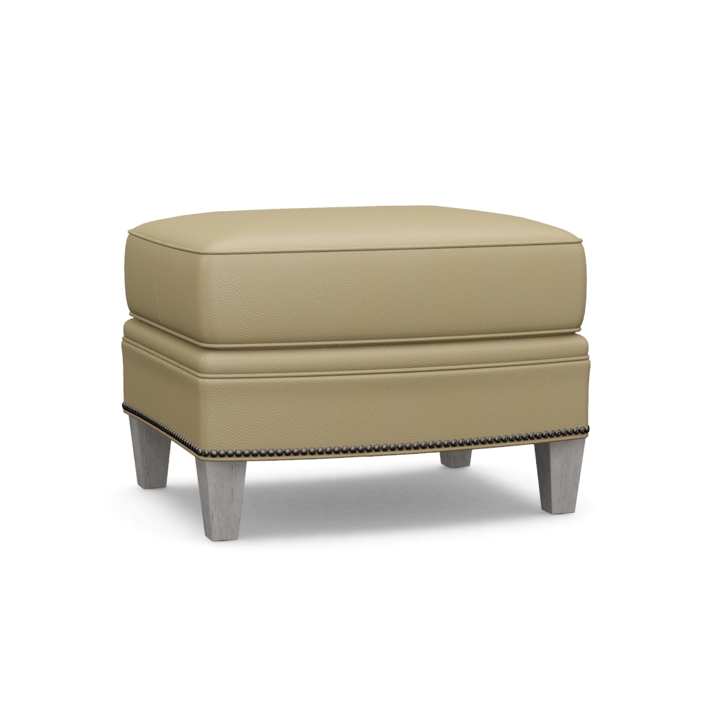 Bayville Leather Ottoman – View at 10°