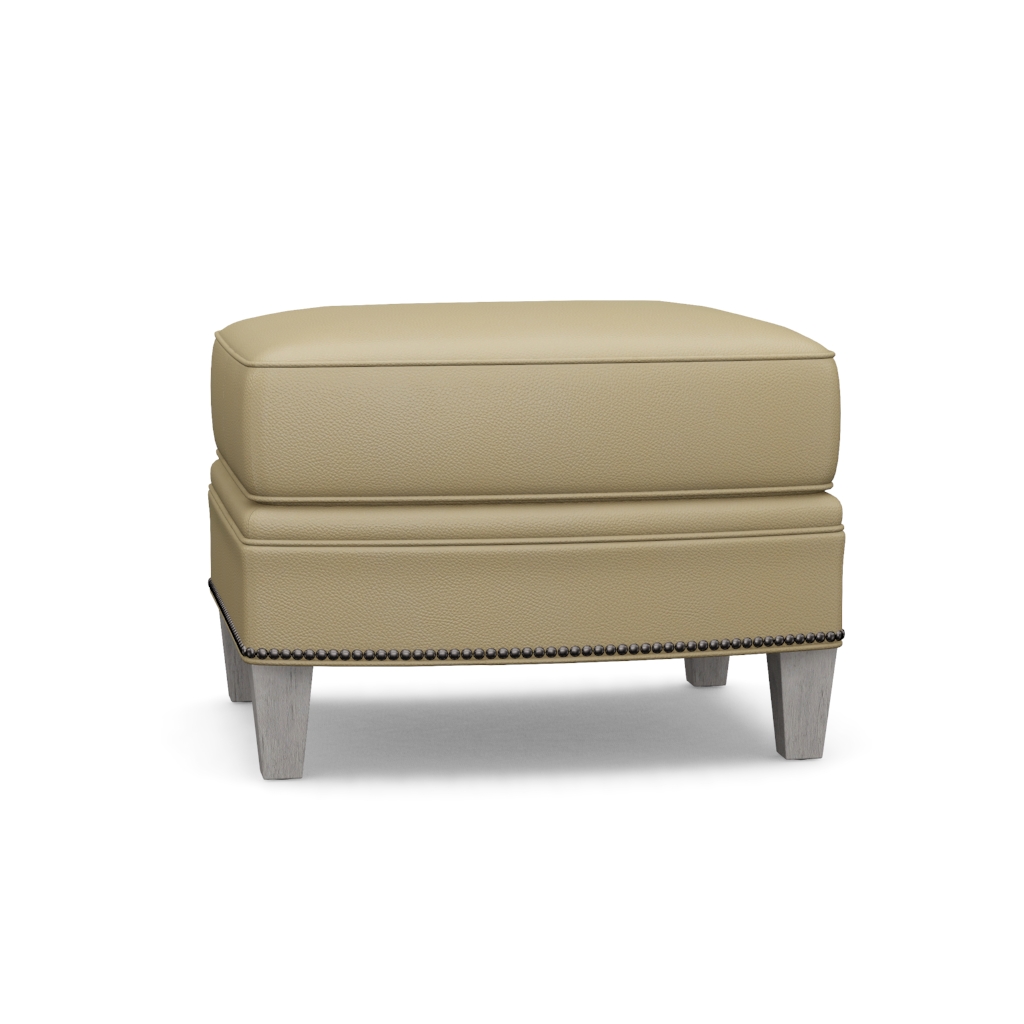 Bayville Leather Ottoman – View at 20°