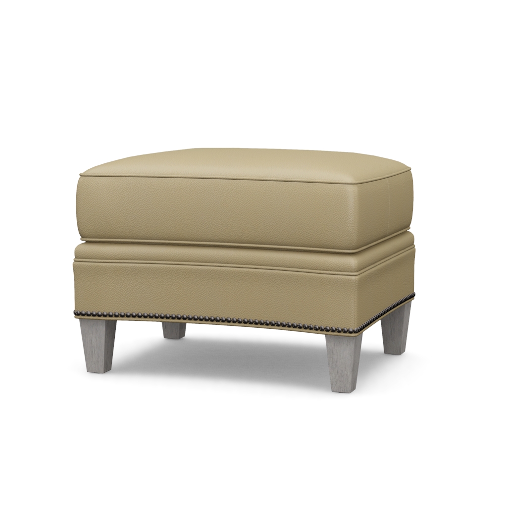 Bayville Leather Ottoman – View at 230°
