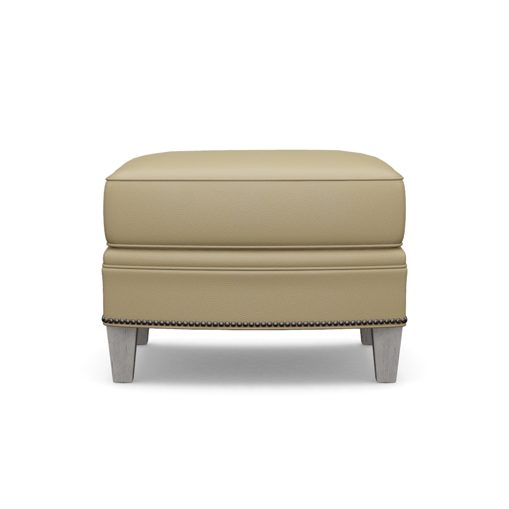 Bayville Leather Ottoman – View at 30°