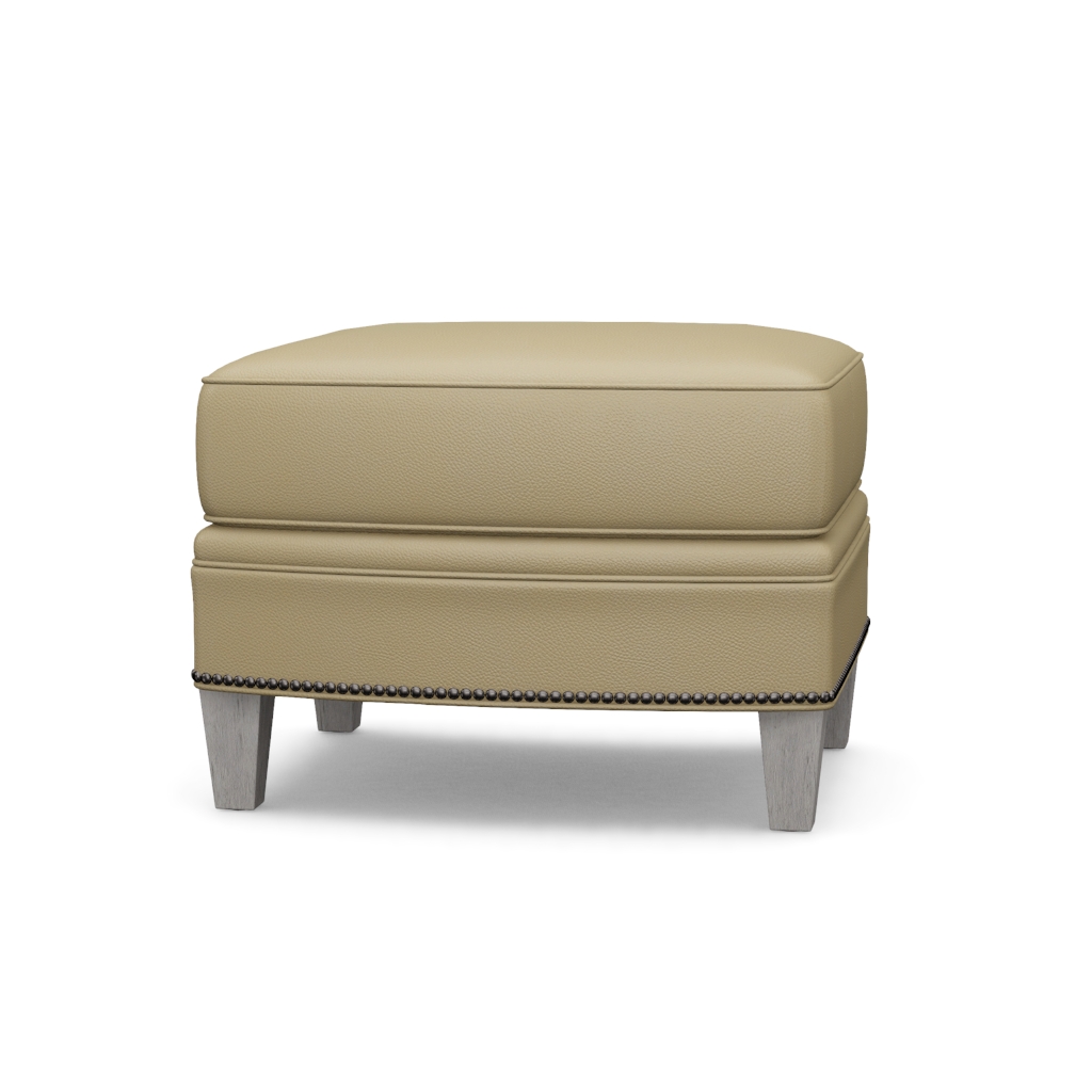Bayville Leather Ottoman – View at 40°