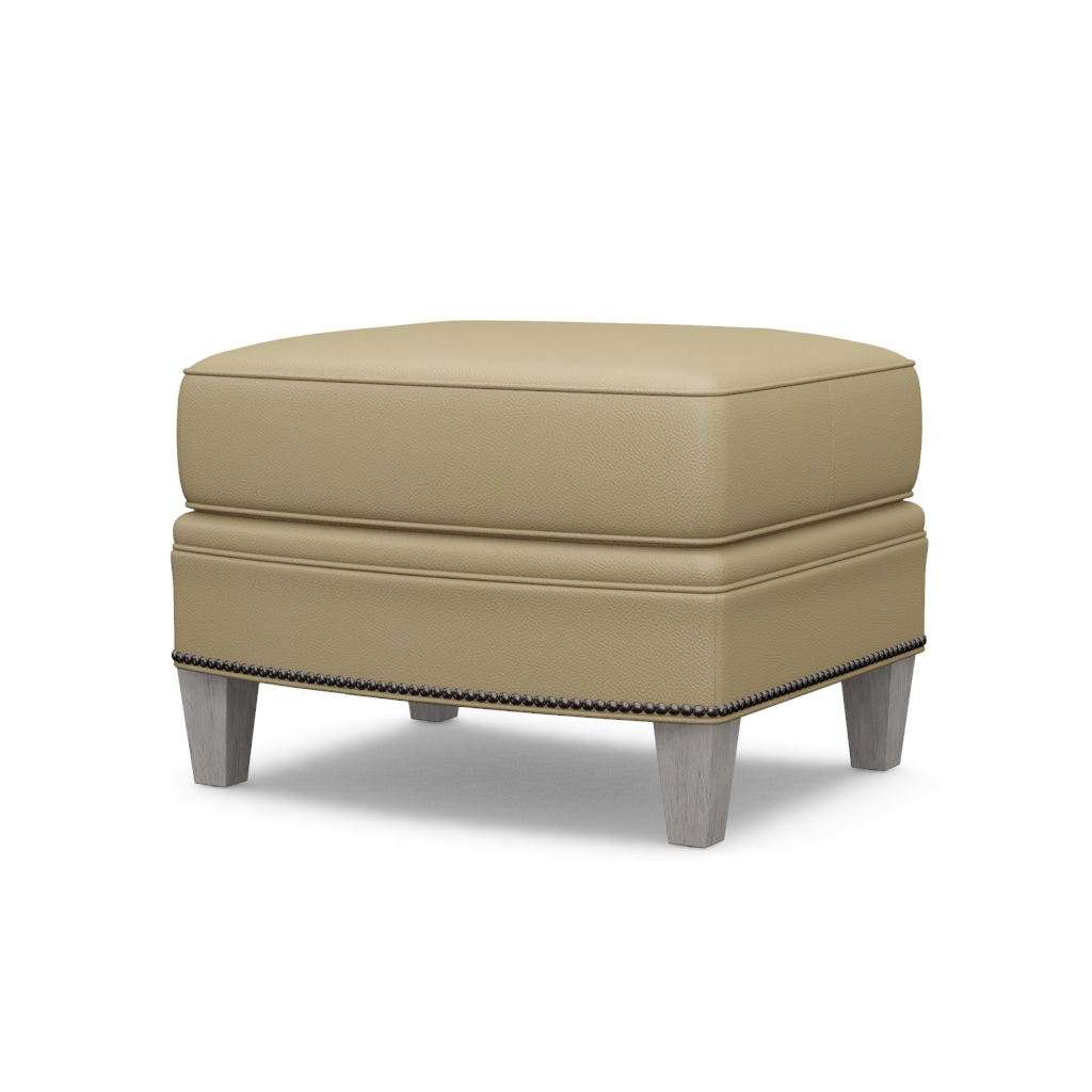 Bayville Leather Ottoman – View at 60°