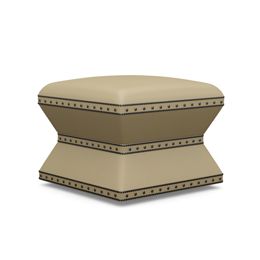 Wheatley Leather Ottoman – View at 80°