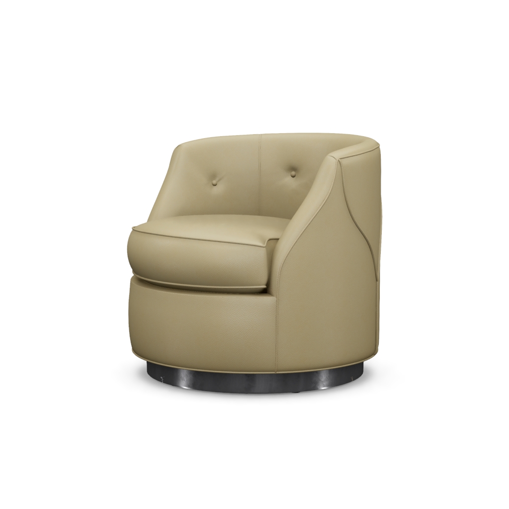 Robertson Leather Swivel Chair – View at 80°