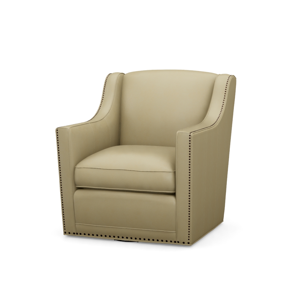 Hayward Leather Swivel Chair – View at 50°