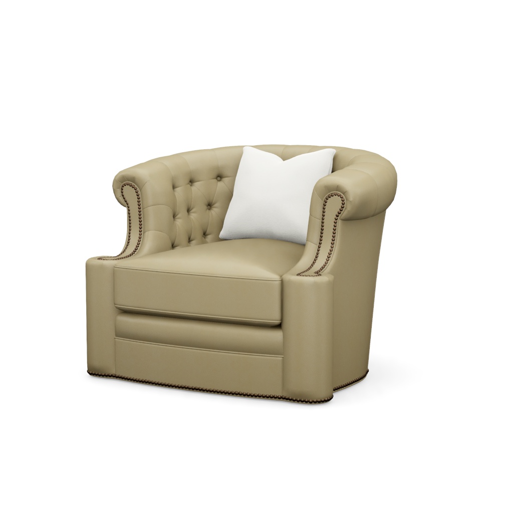 Feroni Leather Swivel Chair – View at 60°
