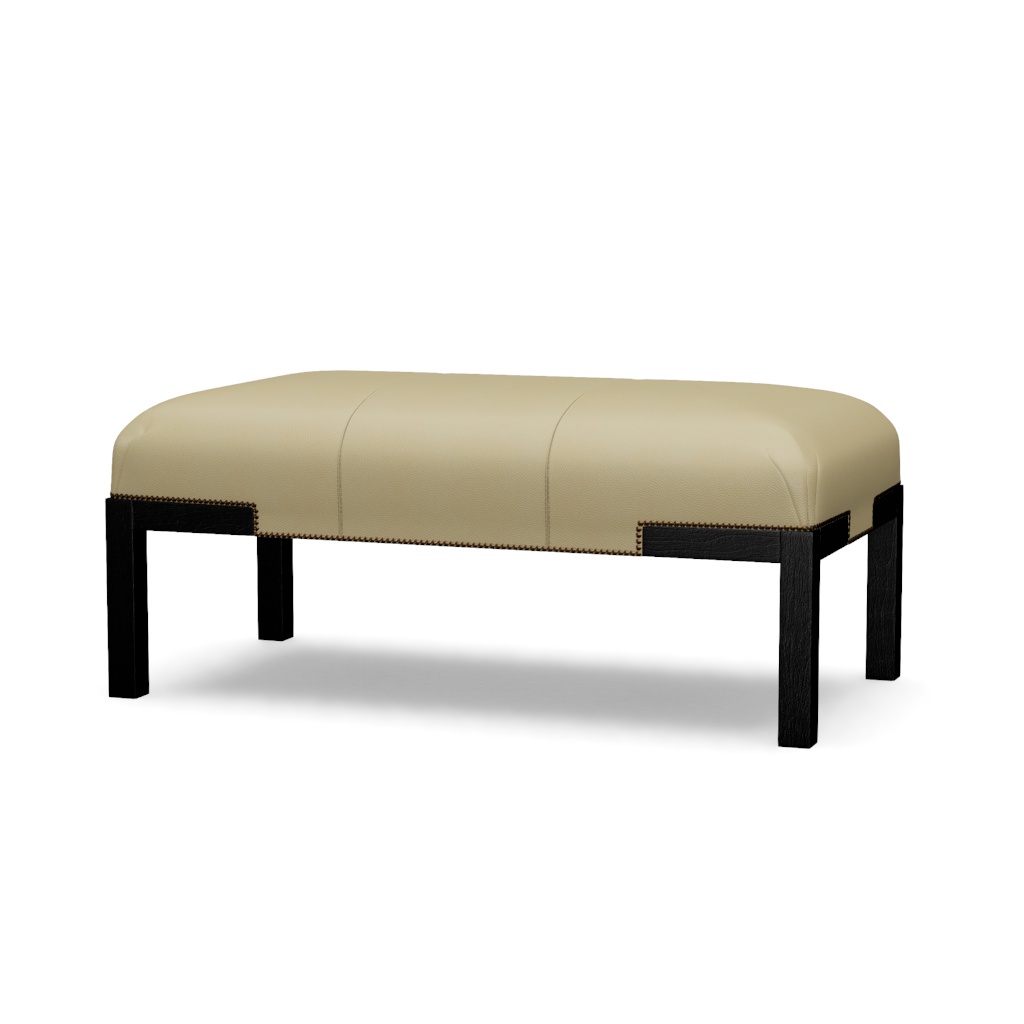 Norfolk Leather Cocktail Ottoman – View at 50°