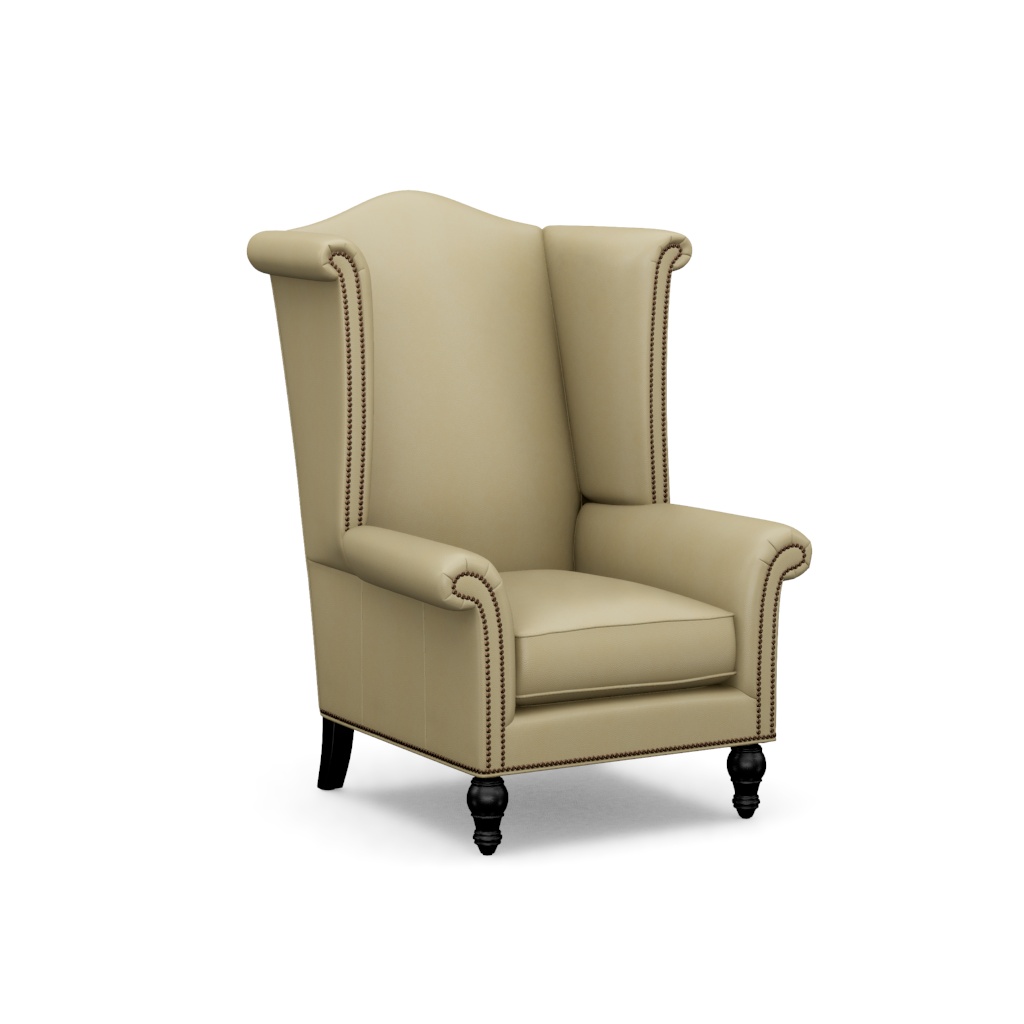 Kings Row Leather Wing Chair – View at 0°