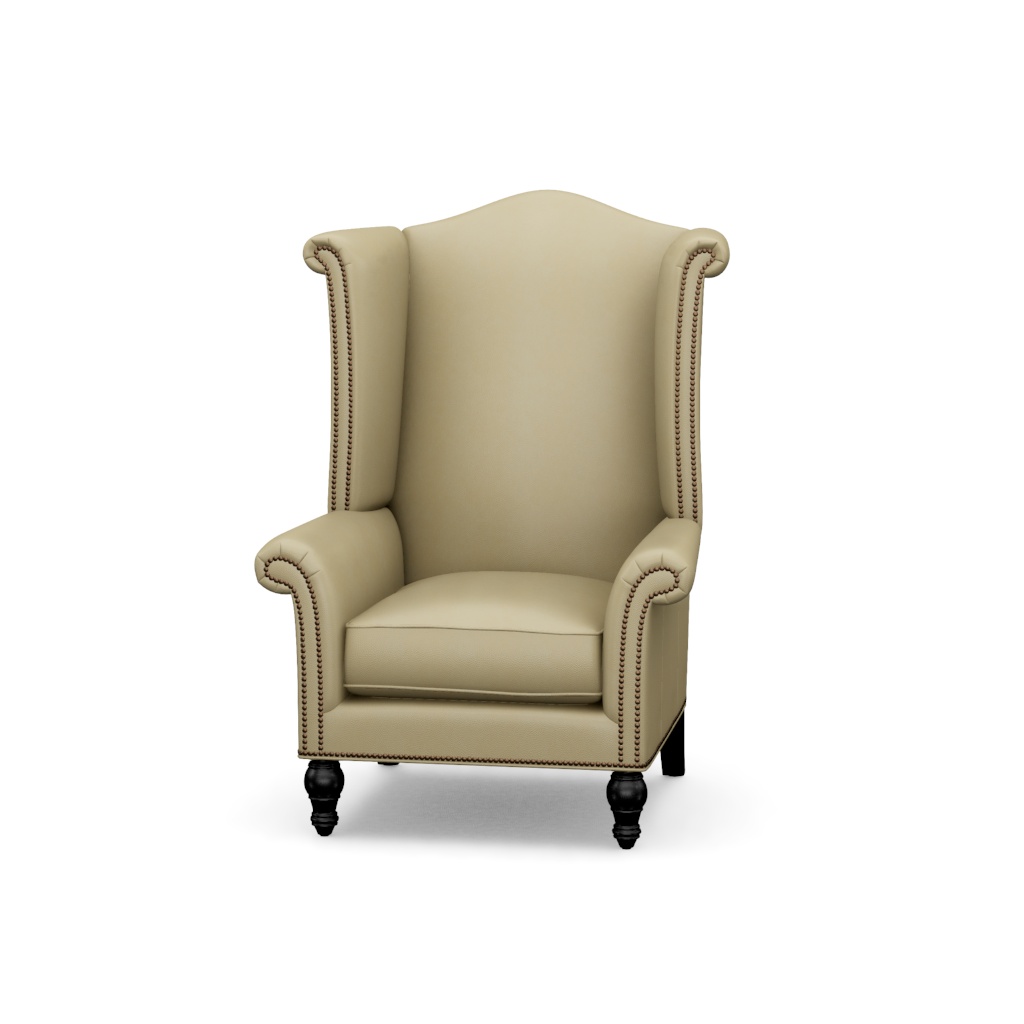Kings Row Leather Wing Chair – View at 40°
