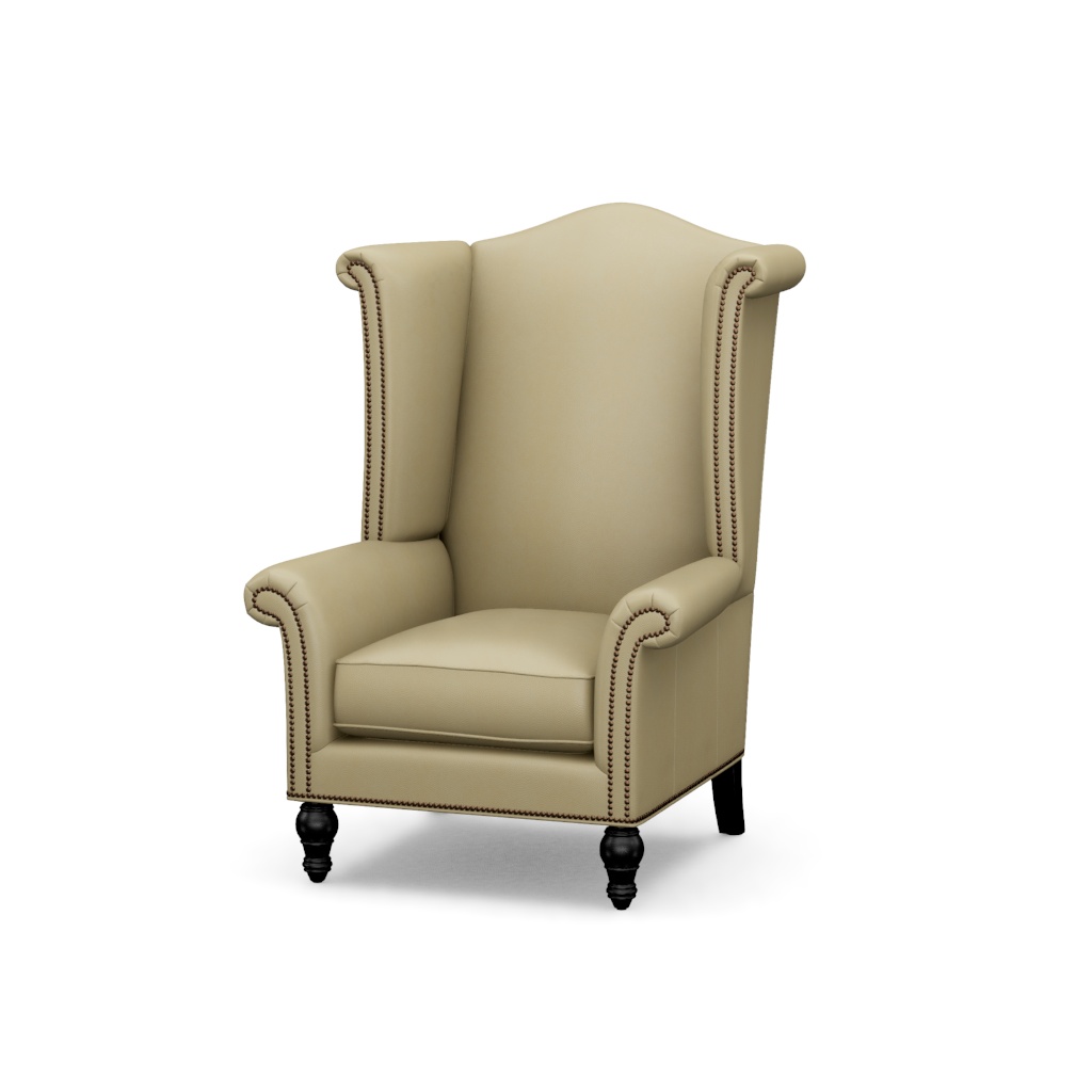 Kings Row Leather Wing Chair – View at 50°