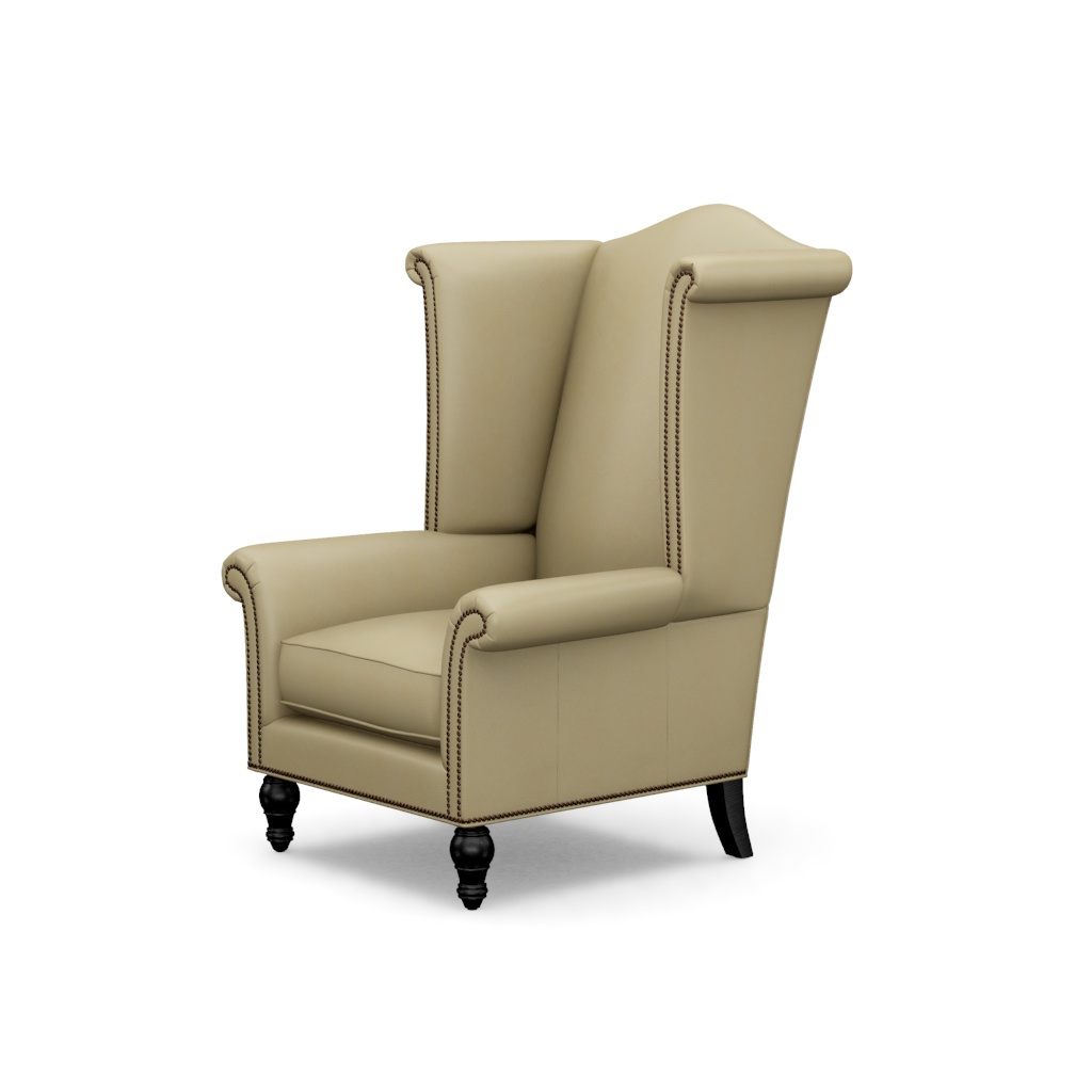 Kings Row Leather Wing Chair – View at 80°