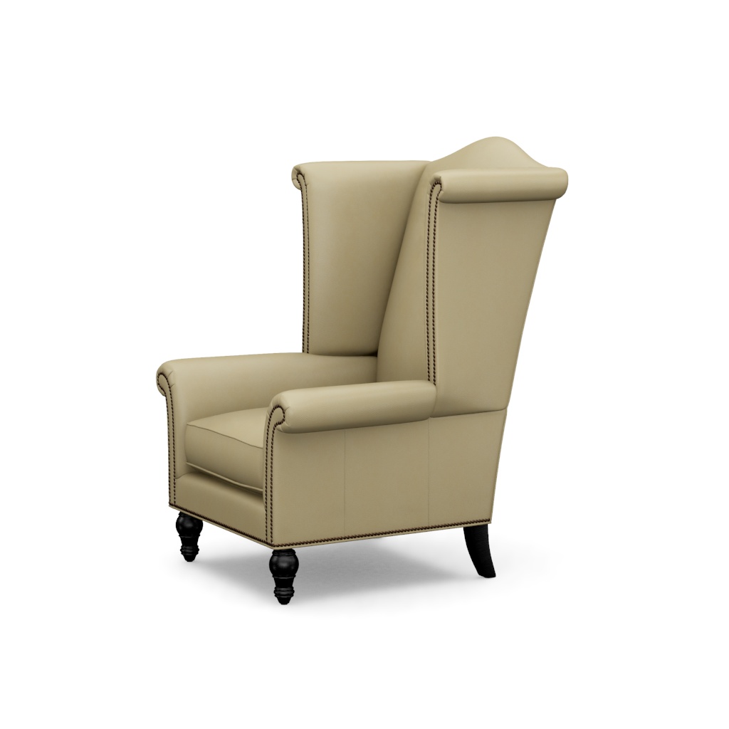 Kings Row Leather Wing Chair – View at 90°